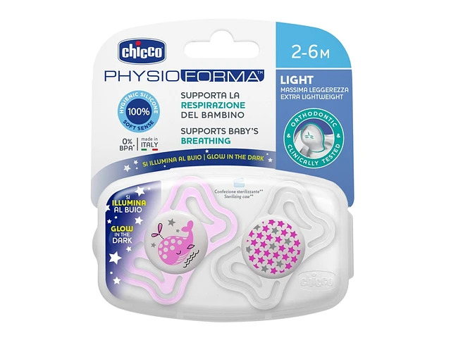 Chicco Chupeta Physio Light Luminosa Silicone 2-6m x 2 uni