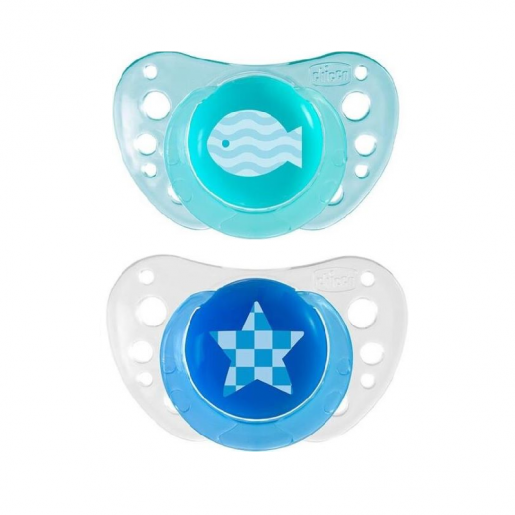 Chicco Chupeta Physio Air Silicone Azul 6-16m x2