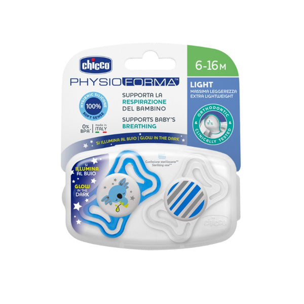 Chicco chupeta physio light luminosa silicone 6-16 meses x 2 uni