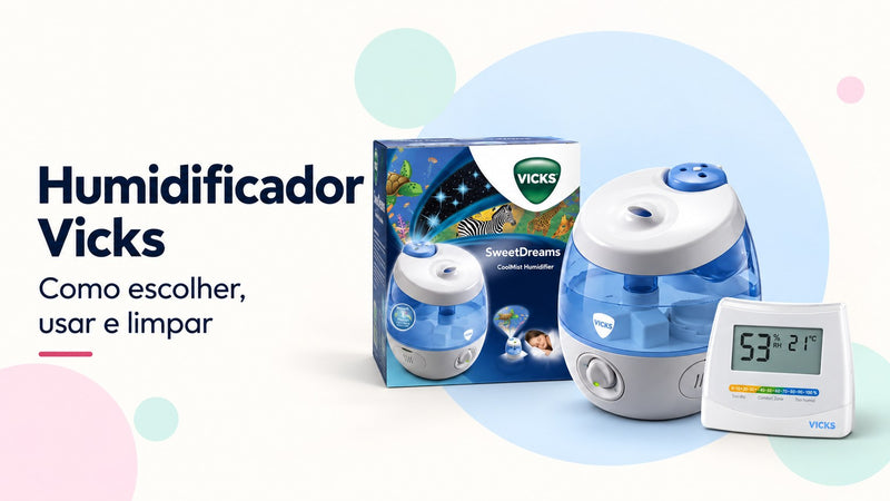 Humidificador Vicks Cool Mist Sweet Dreams VUL575 e termómetro e higrómetro Vicks 2 em 1