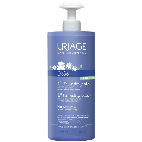 Uriage Baby Cleansing Water 1000 mL + NT swabs OFFER