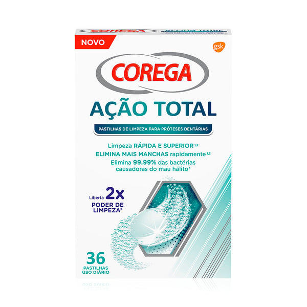 Corega Ação Total pastilhas de limpeza diária - 36 unidades