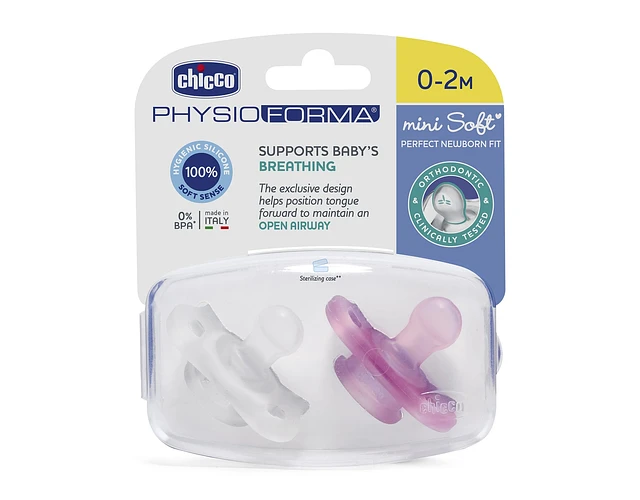 Chicco Chupeta Physio Forma Mini Soft Rosa 0-2m x 2 uni