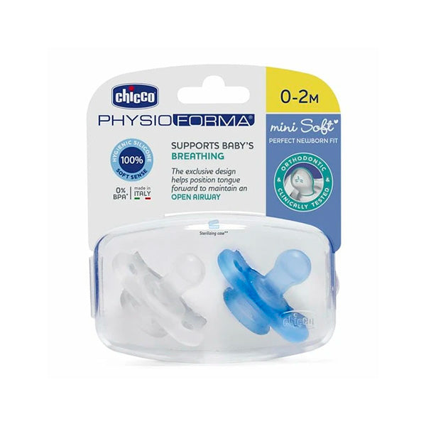 Chicco Pacifier Physio Forma Mini Soft Blue 0-2m x 2 uni