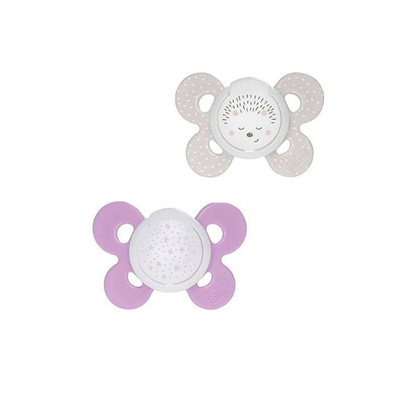 Conjunto de 2 chupetas Chicco Physio Comfort Night Silicone Rosa 16-36m