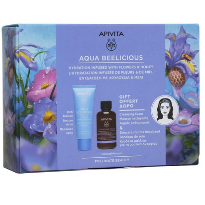 Conjunto de Creme Hidratante Apivita Aqua Beelicious 40ml e Espuma de Limpeza Rosto e Olhos Apivita Aqua Beelicious 75ml