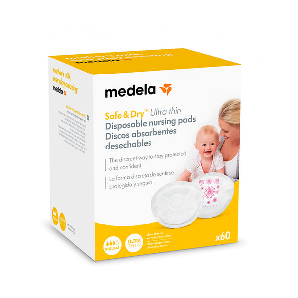 Embalagem com 60 protetores de seios descartáveis ultra finos da marca Medela