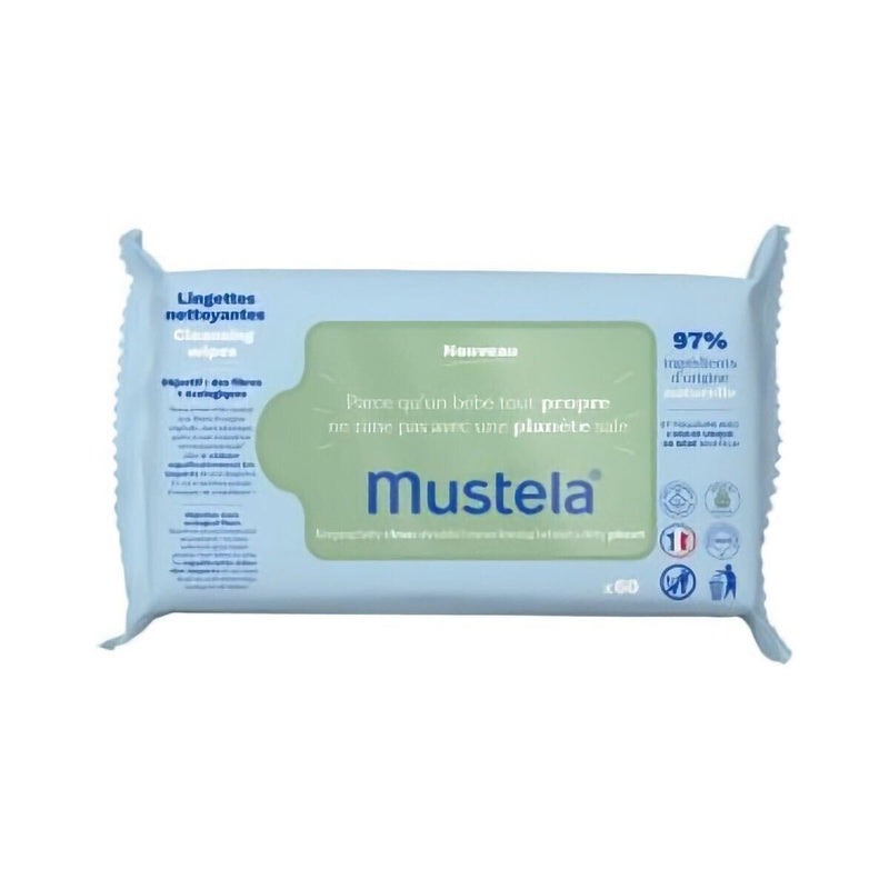 Embalagem de 60 unidades de toalhetes de limpeza Mustela
