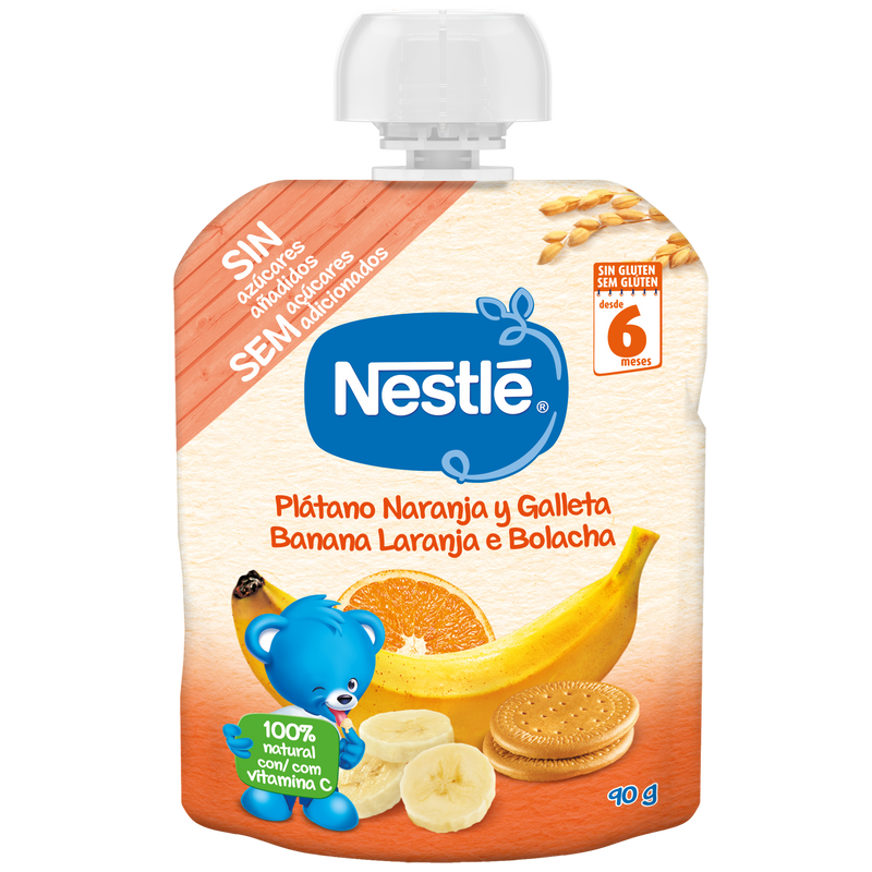Nestlé Pacotinho Banana Laranja Bolacha 6m+ 90 g | My Pharma Spot