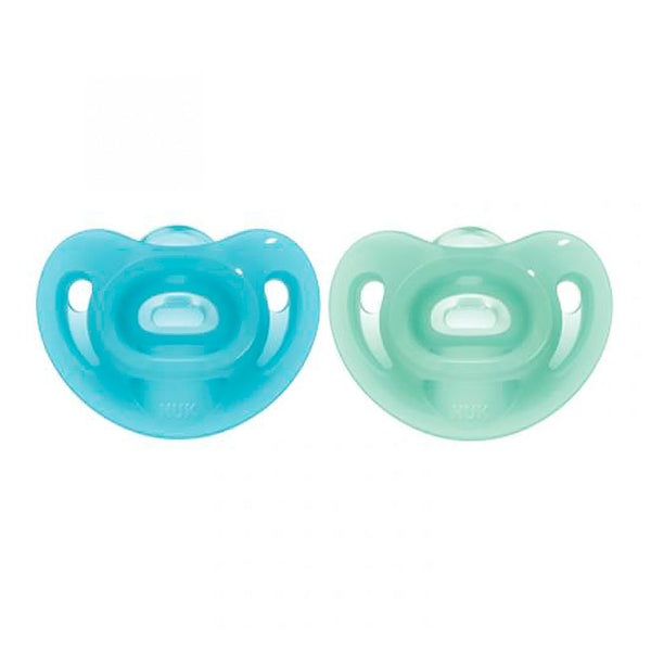 NUK Chupeta Sensitive Silicone Azul e Verde 0-6m x 2 uni | My Pharma Spot