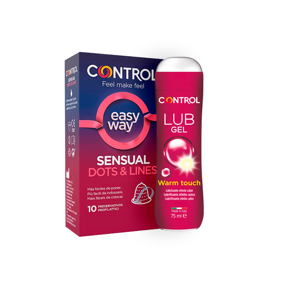 Pack Control Sensual Dots and Lines Easy Way + Lubrificante Warm Touch l My Pharma Spot