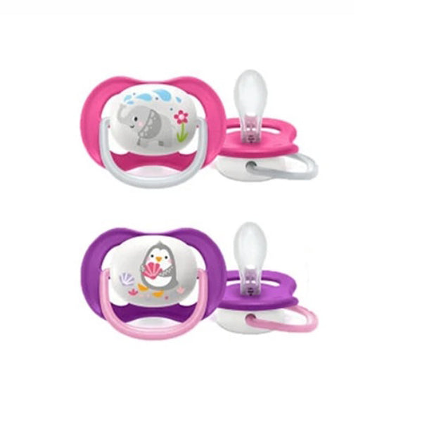 Philips Avent Chupeta Ultra Air Animals 6-18 Meses - Elefante & Pinguim (Pack de 2)