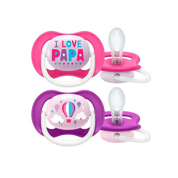 Philips Avent Soother Ultra Air Happy Pink/Purple 6-18m x 2 pcs